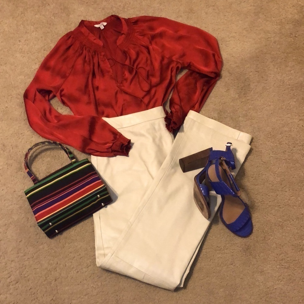 Vintage VS2 Vakko 100% Lamb Leather Ivory Pants Size 8